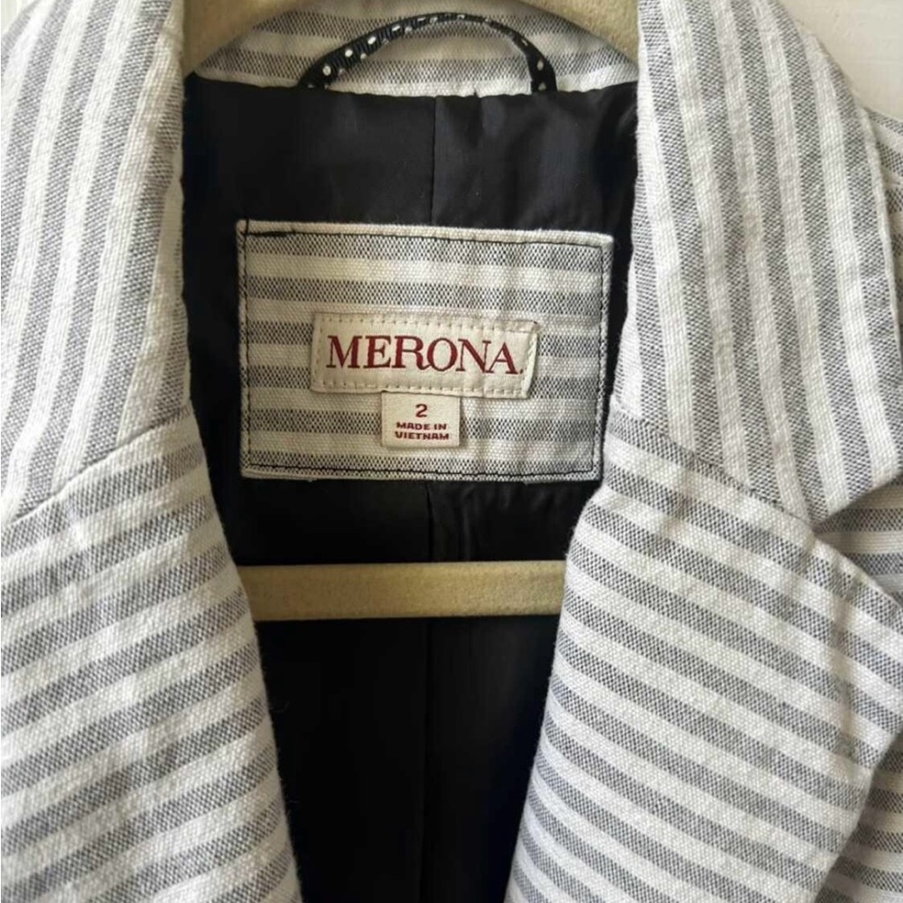 Merona Women's Gray and White Striped Blazer - Picture 4 of 4